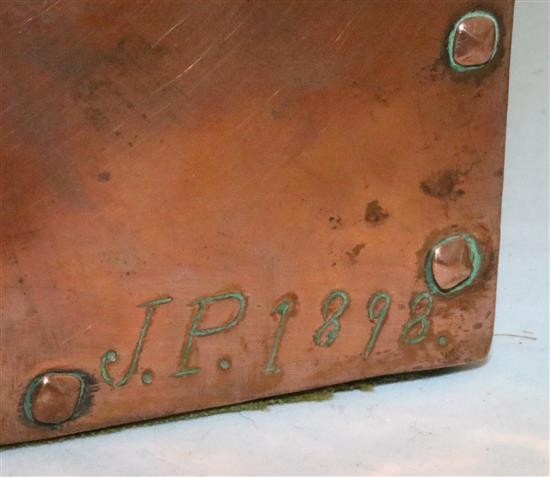 John Pearson. An Arts & Crafts copper casket, 7in.